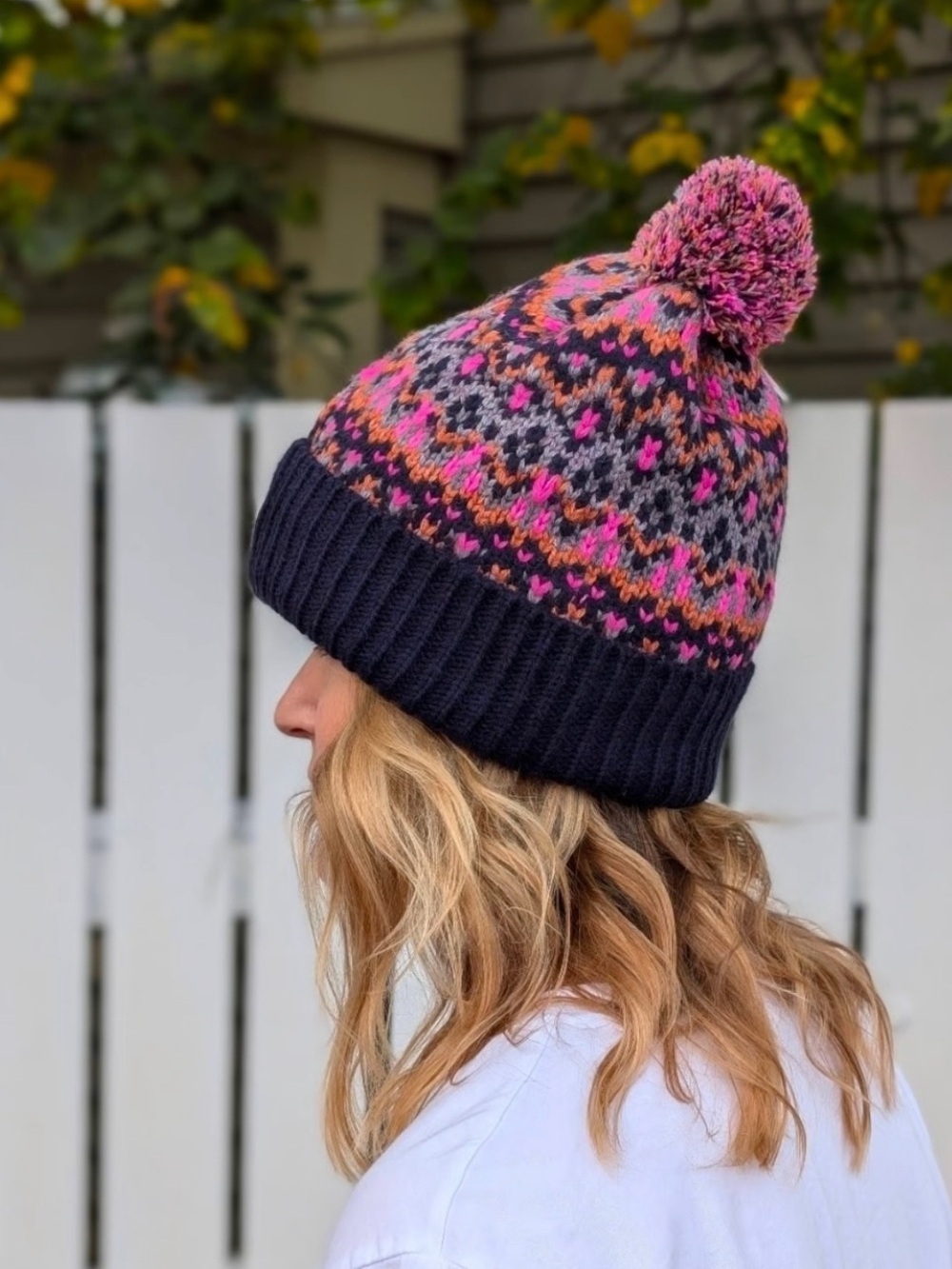 Free People First Frost Fairisle Pom Pom Beanie NEW